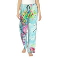 thumbnail image 1 of Sigee Dragonfly Floral Print Women's Soft Pajama Pants - Breathable and Comfortable Lounge Sleep Bottoms with Elastic Waistband and Pockets-X-Large, 1 of 9