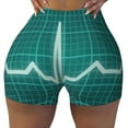 thumbnail image 1 of Sigee ECG Wave Print Women's High Waist Workout Shorts - Squat Proof, Tummy Control, Yoga and Gym Activewear-Small, 1 of 9
