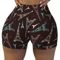 thumbnail image 1 of Sigee Eiffel Tower Print Women's High Waist Workout Shorts - Squat Proof, Tummy Control, Yoga and Gym Activewear-, 1 of 1