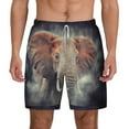 thumbnail image 1 of Sigee Elephant in Smoke Print Mens Swim Trunks with Compression Liner Quick Dry Swim Stretch Beach Shorts with Pockets,S-3XL, 1 of 7