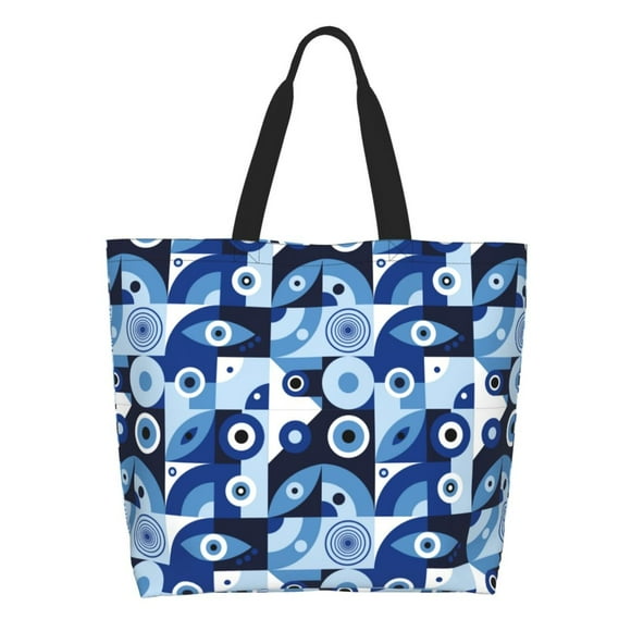 Evil Eye for Large Capacity Shopping Bag with Inner Pocket, Women's Shoulder Bag Handbag