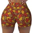 thumbnail image 1 of Sigee Fall Leaves Print Women's High Waist Workout Shorts - Squat Proof, Tummy Control, Yoga and Gym Activewear-Small, 1 of 9