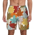 thumbnail image 1 of Sigee Fall Maple Leaves Print Mens Swim Trunks with Compression Liner Quick Dry Swim Stretch Beach Shorts with Pockets,S-3XL, 1 of 7
