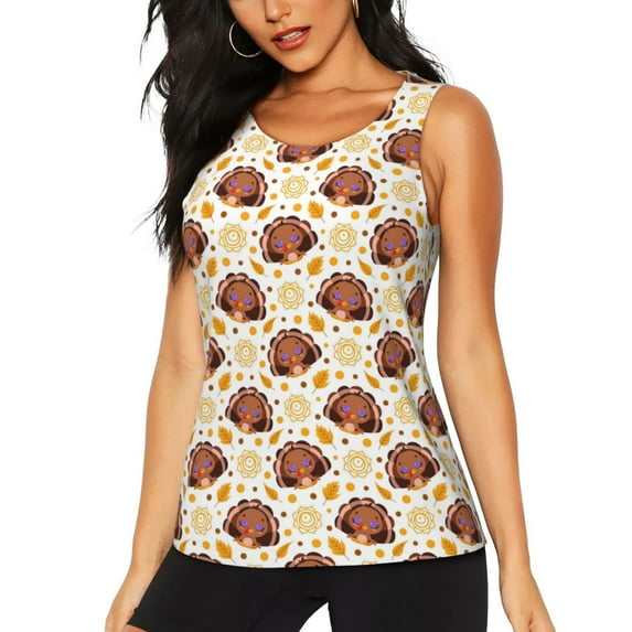 Sigee Fall Turkey for Women's Workout Tank Top,Running Tank Tops,Sleeveless Gym ClothesMedium