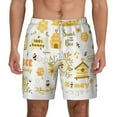 thumbnail image 1 of Sigee Farm Bee Cute Honey Print Mens Swim Trunks with Compression Liner Quick Dry Swim Stretch Beach Shorts with Pockets,S-3XL, 1 of 7