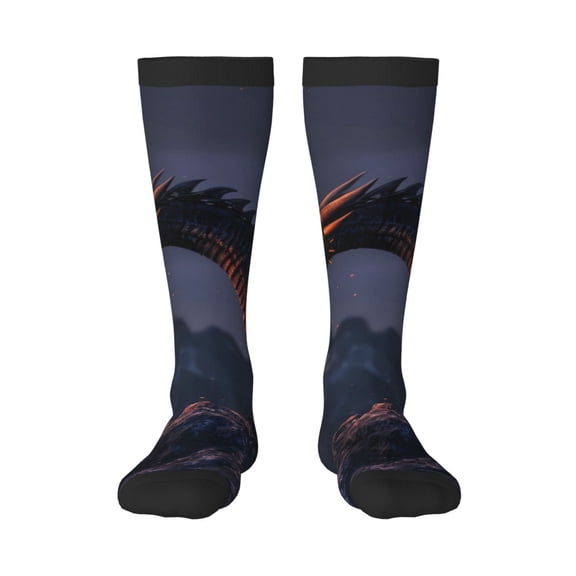 Sigee Fire Breathing Dragon Twilight for Socks for Men Women Socks Stocking Compression Socks