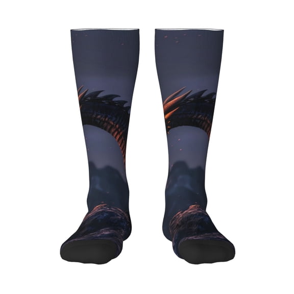 Sigee Fire Breathing Dragon Twilight for Socks for Men Women Socks Stocking Compression Socks