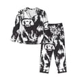 thumbnail image 1 of Sigee Floral Cow Silhouette for Women’s Pajama Sets Long-Sleeved Pjs Sets for Women 2 piece Sleepwear-Small, 1 of 7
