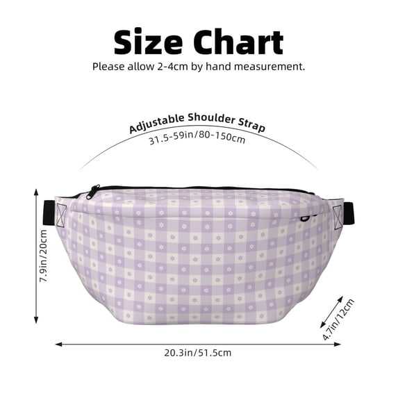 Sigee Floral Purple Buffalo Plaid for Multi-functional Belt Bag for Men and Women With Adjustable Strap For Travel Running Hiking
