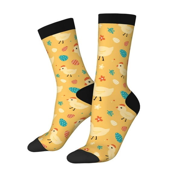 Sigee Flowe Chicken for Contrast Design Soft Moisture-Wicking Socks Crew Casual Athletic Stretchy Loose Middle Tube Socks