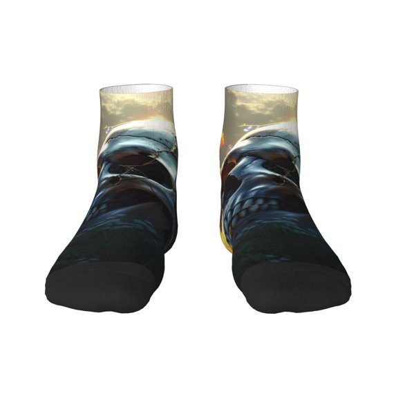 Sigee Flower Field Skull for Crew Soft Moisture-wicking Socks ,Cushion Moisture Wicking Boot Socks for Men and Women