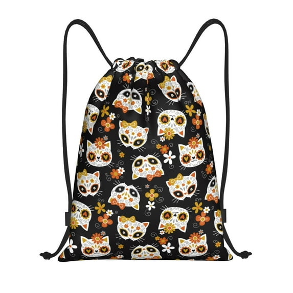 Sigee Flower Fox for Drawstring Bag String Backpack for Sports, Gym, Swimming, Beach, Travel-Small