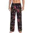 thumbnail image 1 of Sigee Flowers And Humming Bird1 print Men's Pajama Pants Lounge Sleep Bottoms with Elastic Waistband and Pockets-Small, 1 of 6