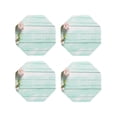 thumbnail image 1 of Sigee Flowers And Turquoise Wooden for Water-Resistant, Heat-Resistant, Non-Slip Leather Coasters Set, Ideal for Coffee Table, Office, Bar, Home Decor-Octagon, 1 of 6