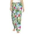 thumbnail image 1 of Sigee Flowers and Cactus Print Women's Soft Pajama Pants - Breathable and Comfortable Lounge Sleep Bottoms with Elastic Waistband and Pockets-Large, 1 of 9