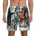 thumbnail image 1 of Sigee Four Running Horses Print Mens Swim Trunks with Compression Liner Quick Dry Swim Stretch Beach Shorts with Pockets,S-3XL, 1 of 7
