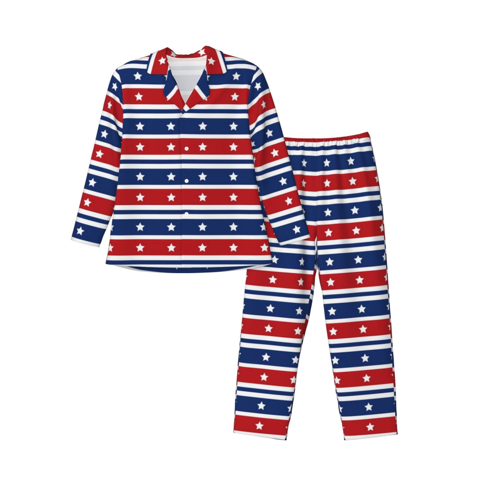 Sigee Fourth Of July for Pajamas for Men Two-piece Men's Sleepwear Long ...