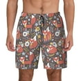 thumbnail image 1 of Sigee Foxes Print Mens Swim Trunks with Compression Liner Quick Dry Swim Stretch Beach Shorts with Pockets,S-3XL, 1 of 7
