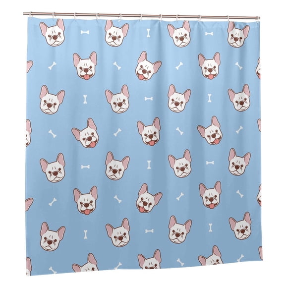 Sigee French Bulldog Head for Waterproof Fabric Shower Curtain 72" W x 72" H for Bathroom Shower Curtain