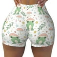 thumbnail image 1 of Sigee Frog and Mushrooms Print Women's High Waist Workout Shorts - Squat Proof, Tummy Control, Yoga and Gym Activewear-X-Large, 1 of 9
