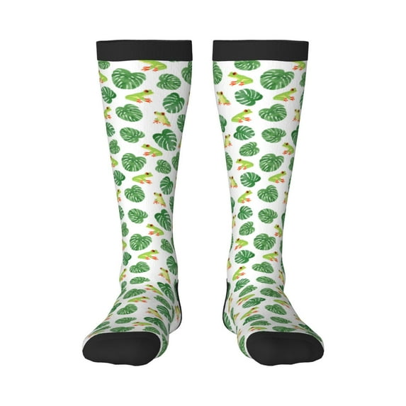 Sigee Frogs And Tropical Leaves for Socks for Men Women Socks Stocking Compression Socks