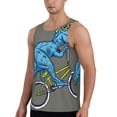 thumbnail image 1 of Sigee Fun Riding Dinosaur for Men's Workout Tank Top, Athletic Gym Sleeveless Shirt - Quick Dry, Lightweight, Breathable, 1 of 9