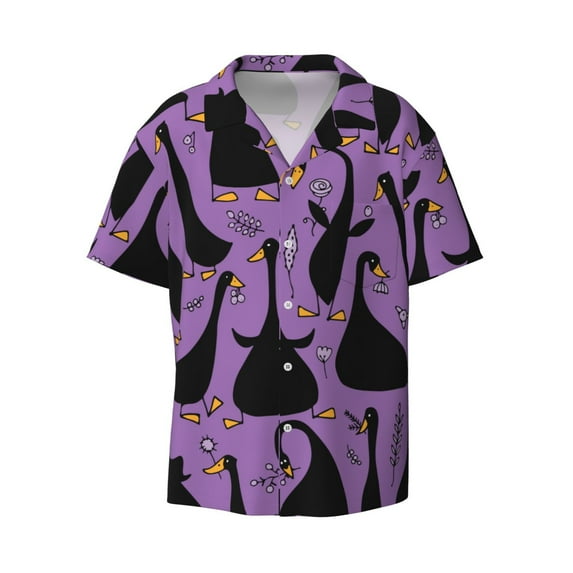 Sigee Funny Goose Print Men's Shirts Casual Button Down Short Sleeve Summer Beach Shirt Hawaiian Vacation Shirts Tee Shirt-3X-Large