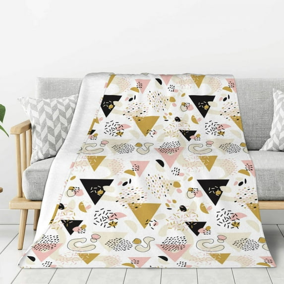 Sigee Geometric Triangle for Flannel Blanket - Ultra-Soft, Warm and Cozy, Perfect for Couch, Bed, or Travel-40"x30"