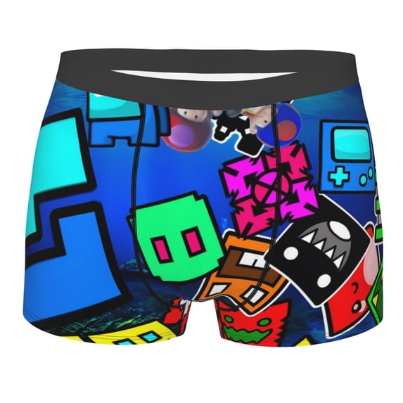 Sigee Geometry Dash (1) for Men's Cotton Panties Soft, Breathable, and Comfortable Boxer Briefs,Small
