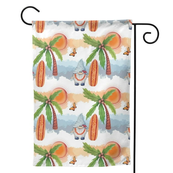Sigee Gnome and Surfing for Live Happy Decorative Small Garden Flag,Double Sided Yard Flags Holiday Garden Flags for All Seasons