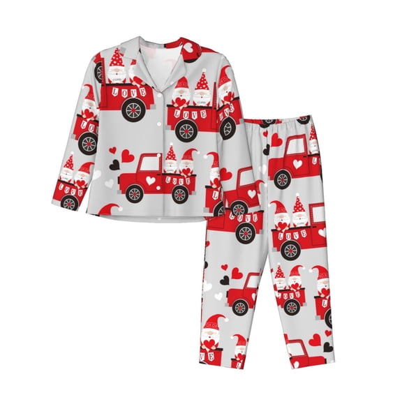 Sigee Gnomes On The Car for Women’s Pajama Sets Long-Sleeved Pjs Sets for Women 2 piece Sleepwear-Medium