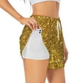thumbnail image 1 of Sigee Gold Glitter for Women's Athletic Shorts High Waisted Running Shorts Pocket Sporty Short Gym Elastic Workout ShortsSmall, 1 of 9