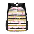 thumbnail image 1 of Sigee Gold Glittering Hearts and Flamingos for Simple large capacity backpack Travel Laptop Backpack, Business for Travel and Daily Use, 1 of 9