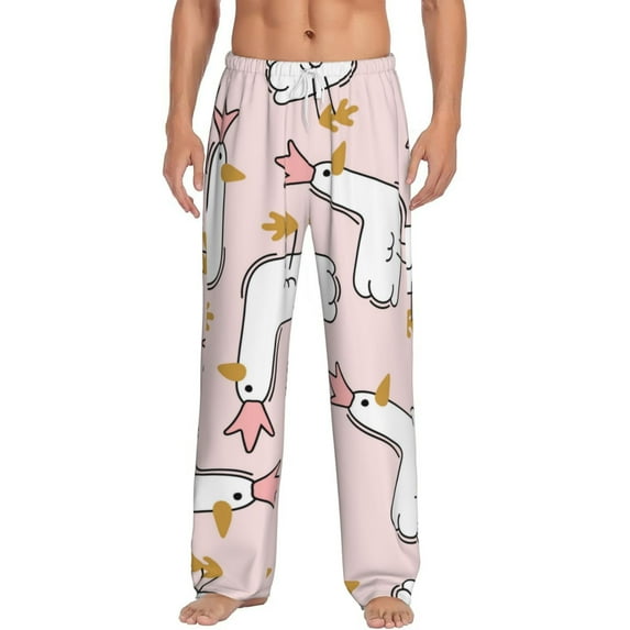 Sigee Goose Queen Print Men's Pajama Pants - Soft Lounge Sleep Bottoms with Elastic Waistband and Pockets-Small