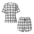 thumbnail image 1 of Sigee Gray Checkboard for Sleepwear Casual Pjs with Pockets Women's Pajamas Sets Shorts 2 Piece Short Sleeve Lounge Sets Large, 1 of 9