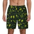 thumbnail image 1 of Sigee Green Branch Olive Print Mens Swim Trunks with Compression Liner Quick Dry Swim Stretch Beach Shorts with Pockets,S-3XL, 1 of 7