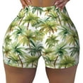 thumbnail image 1 of Sigee Green Hawaii Palms Print Women's High Waist Workout Shorts - Squat Proof, Tummy Control, Yoga and Gym Activewear-, 1 of 9