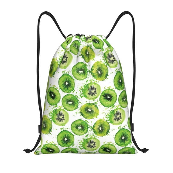Sigee Green Kiwi for Drawstring Bag String Backpack for Sports, Gym, Swimming, Beach, Travel-Small