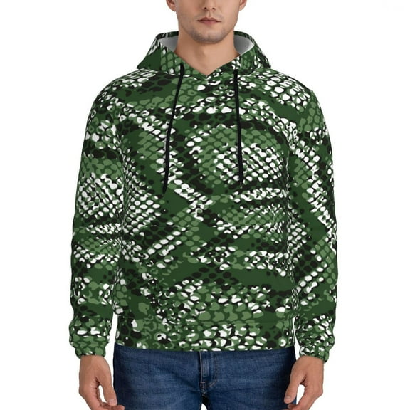 Sigee Green Snakeskin for Men's Pullover Hoodie Sweatshirts Adult Casual Long Sleeve Sweatshirts ,Sizes S-4XL-Medium