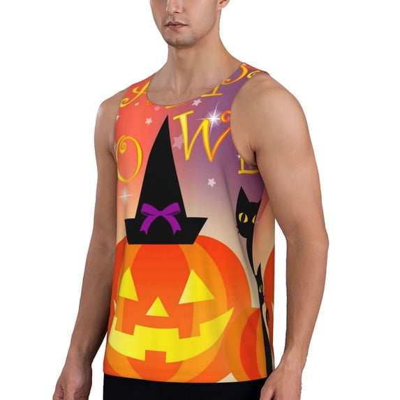 Sigee Halloween for Men's Workout Tank Top, Athletic Gym Sleeveless Shirt - Quick Dry, Lightweight, Breathable X-Large