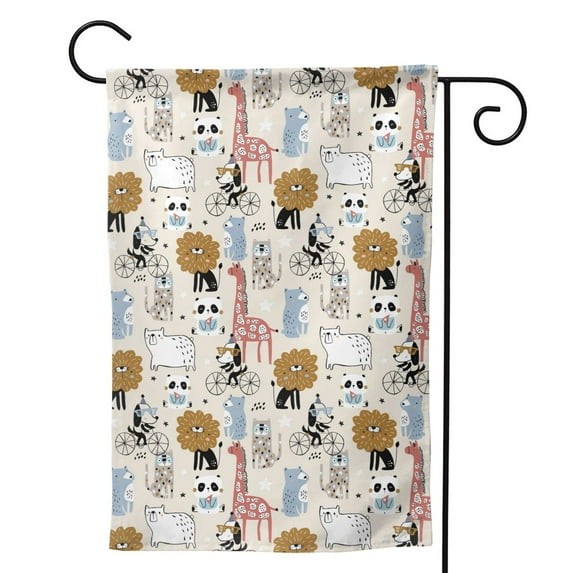 Sigee Hand Drawn Animals for Live Happy Decorative Small Garden Flag,Double Sided Yard Flags Holiday Garden Flags for All Seasons