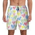 thumbnail image 1 of Sigee Hand Drawn Colored Hearts Print Mens Swim Trunks with Compression Liner Quick Dry Swim Stretch Beach Shorts with Pockets,S-3XL, 1 of 7