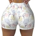 thumbnail image 1 of Sigee Hand Drawn Rabbit Print Women's High Waist Workout Shorts - Squat Proof, Tummy Control, Yoga and Gym Activewear-Small, 1 of 9