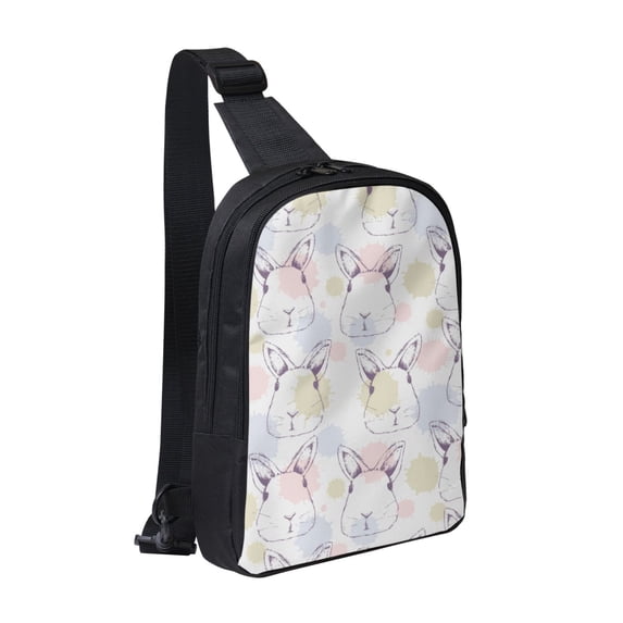 Sigee Hand Drawn Rabbit for Dual Pocket Sling Backpack Hiking Daypack Multipurpose Cross Body Chest Bag