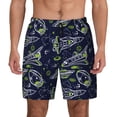 thumbnail image 1 of Sigee Hand Drawn Rockets Print Mens Swim Trunks with Compression Liner Quick Dry Swim Stretch Beach Shorts with Pockets,S-3XL, 1 of 7