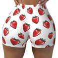 thumbnail image 1 of Sigee Hand Drawn Strawberry Print Women's High Waist Workout Shorts - Squat Proof, Tummy Control, Yoga and Gym Activewear-Large, 1 of 9