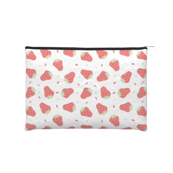 Sigee Hand Drawn Strawberry for Multipurpose Zipper Pouch Paper Reusable Cosmetic bag for Purse Water Resistant Gift