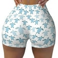 thumbnail image 1 of Sigee Hand Drawn Turtle Print Women's High Waist Workout Shorts - Squat Proof, Tummy Control, Yoga and Gym Activewear-, 1 of 9