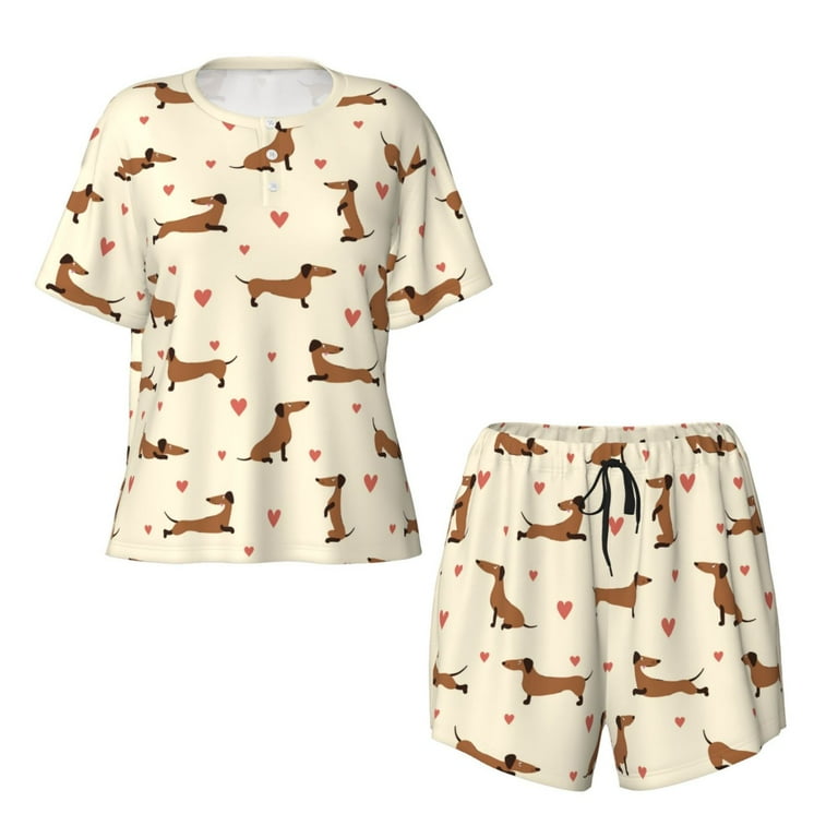 2 Piece Dachshund PJ Set - Heart