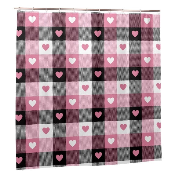 Sigee Heart Plaid for Waterproof Fabric Shower Curtain 72" W x 72" H for Bathroom Shower Curtain